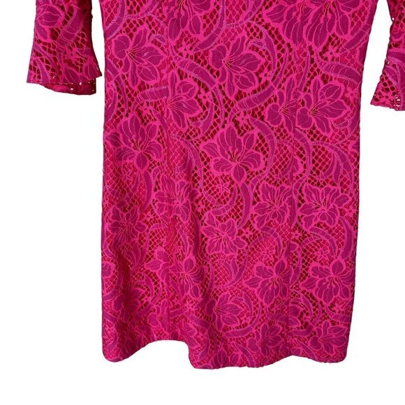 NWT $278 Lilly Pulitzer Allyson Dress Hot Pink Lace Floral Overlay Size 4 - Picture 6 of 17